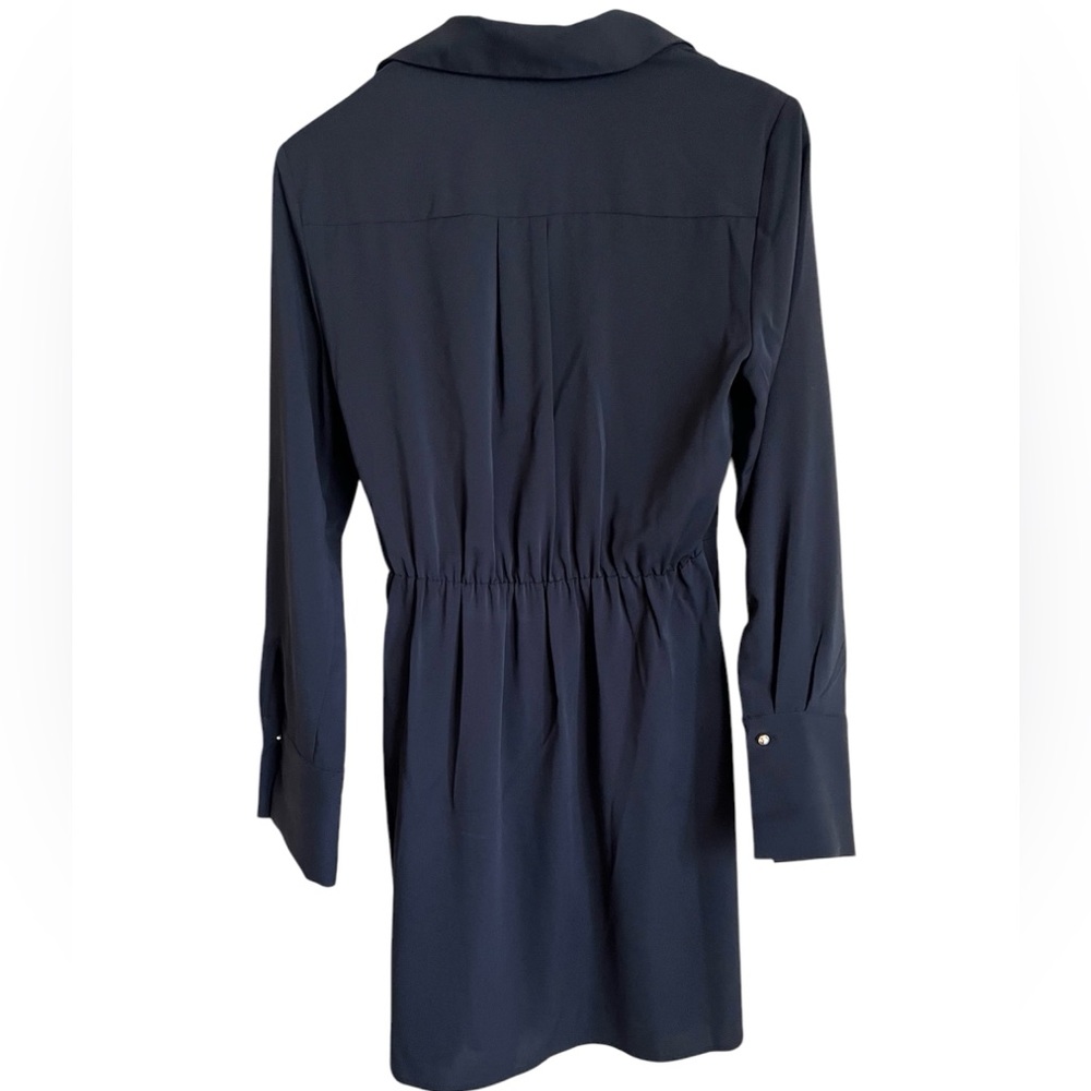 House Of Harlow 1960 Black Collared Gathered Wrap Mini Dress - Picture 6 of 10